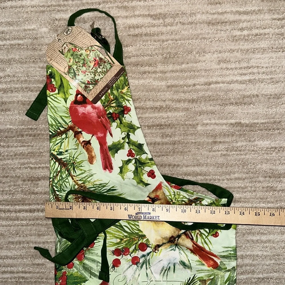 NWT Michel Design Works APR293 Adjustable Cotton Chef Apron, Christmas Print